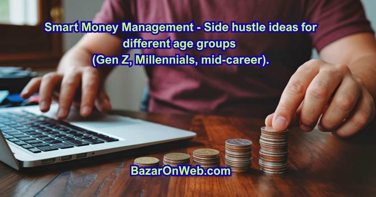 Smart Money Management - Side hustle ideas for different age groups (Gen Z, Millennials, mid-career).