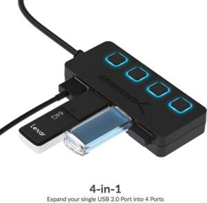SABRENT 4 Port USB 2.0 Data Hub