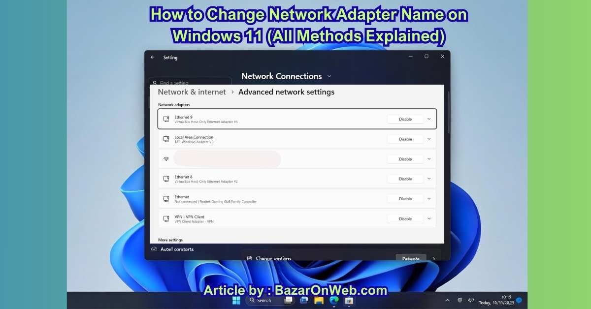 How to Change Network Adapter Name on Windows 11 (All Methods Explained)