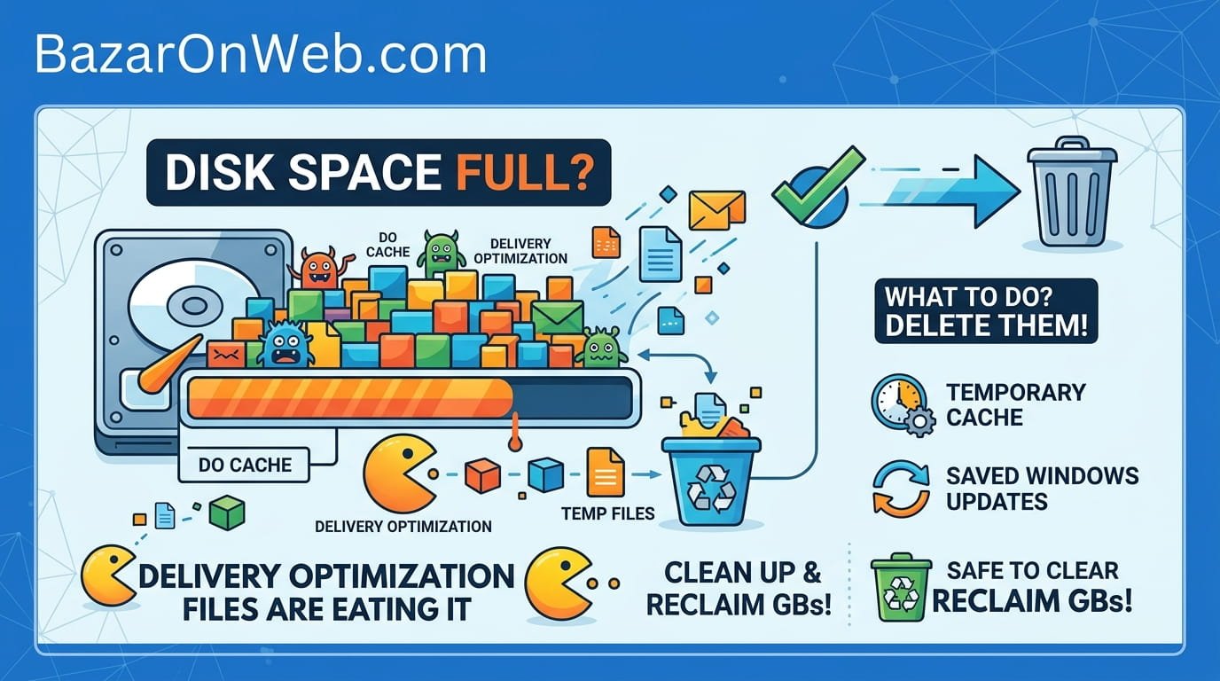 💾 Delivery Optimization eating your disk space? We show how to safely delete these hidden Windows files, free up gigabytes, and prevent storage problems!