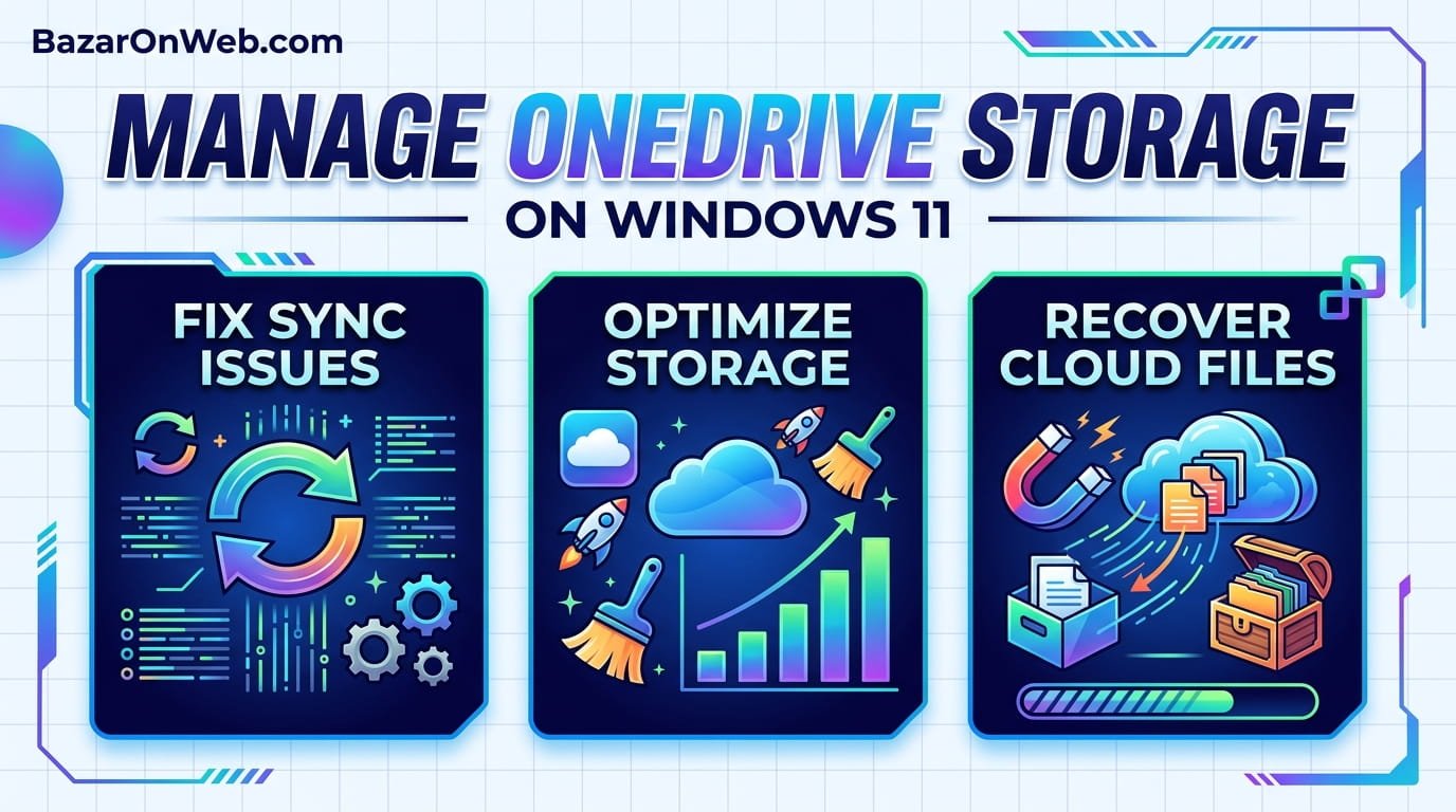 Manage OneDrive storage on Windows 11. Fix sync issues, optimize cloud storage, recover deleted files, and understand file syncing. Complete troubleshooting guide.