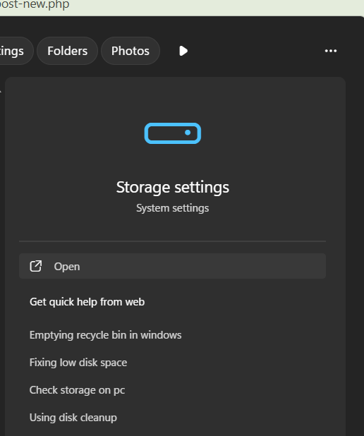 storage settings