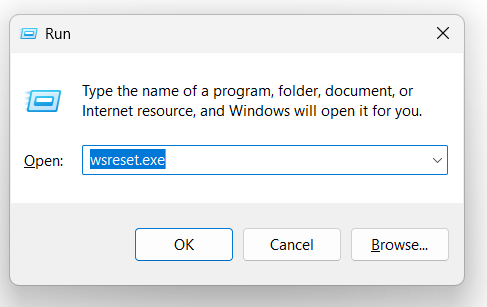 wsreset